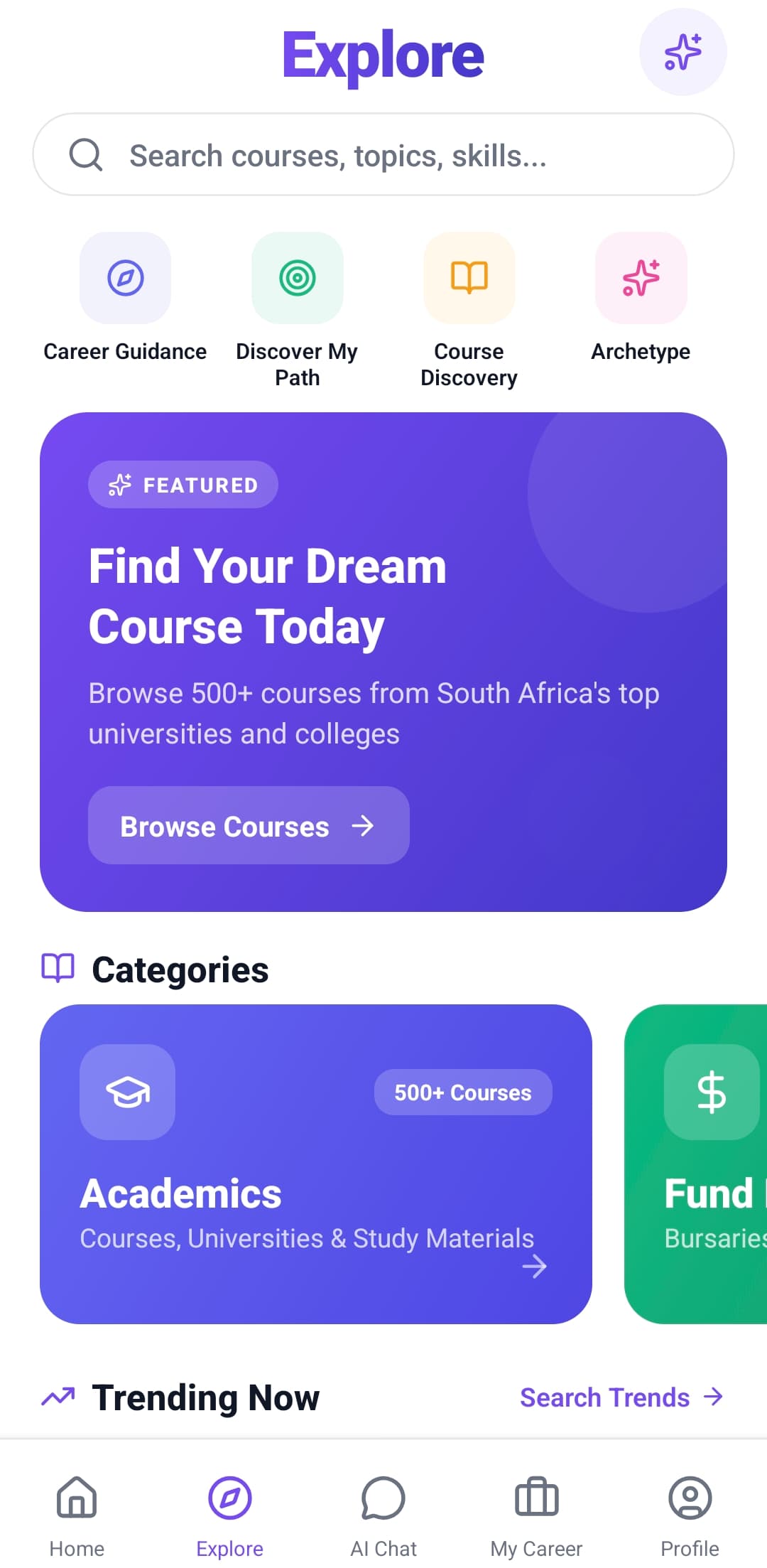 YouthAlly Home Screen